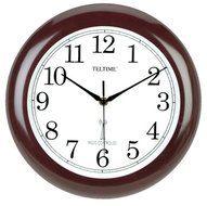 Analog Atomic Radio Controlled Clock Cherry Finish Design