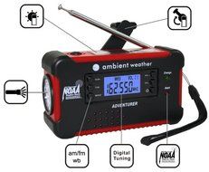 Ambient Weather WR-111B Emergency Solar Hand Crank AM/FM/NOAA Digital Radio, Flashlight, Cell Phone Charger with... N6