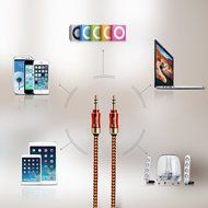 eBerry [A04 3.5mm Male to Male Audio Cable] Special Color Contrast Nylon Fiber Cloth Foil Shielded Slim Waist... N17