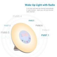 Yun Wake Up Light Sunrise Simulation Alarm Clock Radio, with FM Radio Sounds,Colored Sunrise Simulation N4