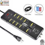 Bestten 10 Outlet All-In-One Surge Protector Power Center with 2 USB Ports (3.1A Total) and Phone / Ethernet /... N17