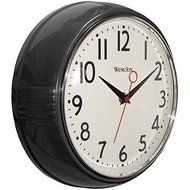 New WESTCLOX 32042BK 9.5" 1950's Retro Black Case Convex Glass Clock