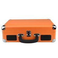 DigitNow! M41O Portable Suitcase Turntable Vinyl Record Player with Built-In Speaker(Orange) N4