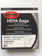 EnviroCare Technologies HEPA Bags Riccar Vibrance Type A R-Series, 2000, 4000, Simplicity 5000, 6000 Hepa Bags...