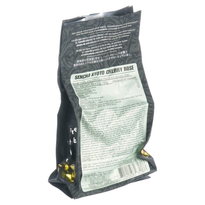 Metropolitan Tea 60 Count Classic Teabags, Sencha Kyoto Cherry Rose