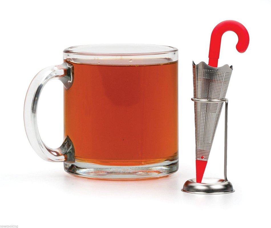 Umbrella Stainless Steel & Silicone Loose Tea Infuser Drip Stand Cute Gift N2