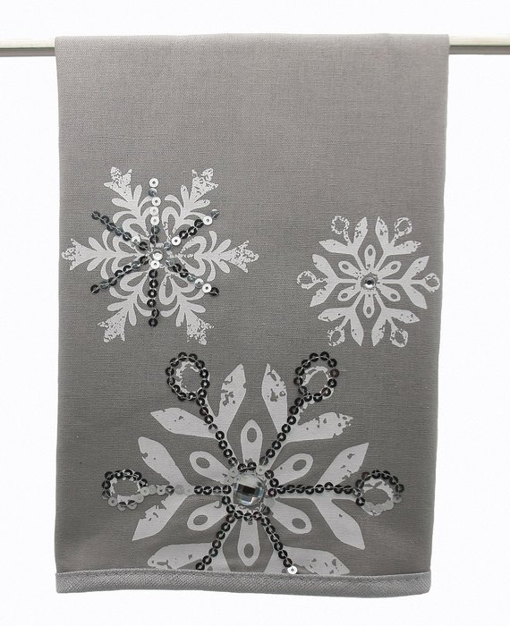 Manor Luxe Glistening Snow Christmas Tea Towel, 16 x 22"