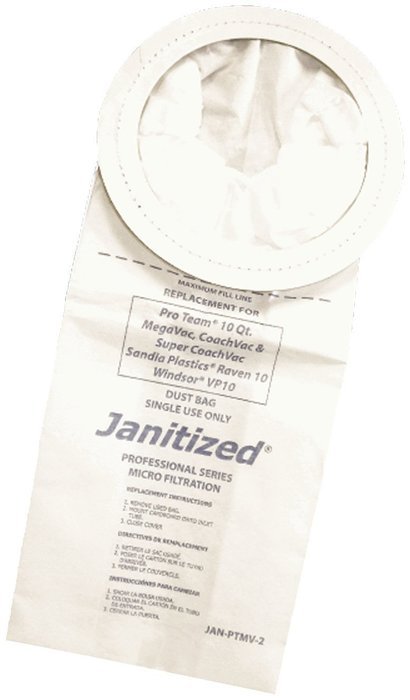 Janitized JAN-PTMV-2(10)Premium Replacement VacBag:ProTeam SuperCoach,Mosquito,Advance Adgility,Sandia Raven 10qt...