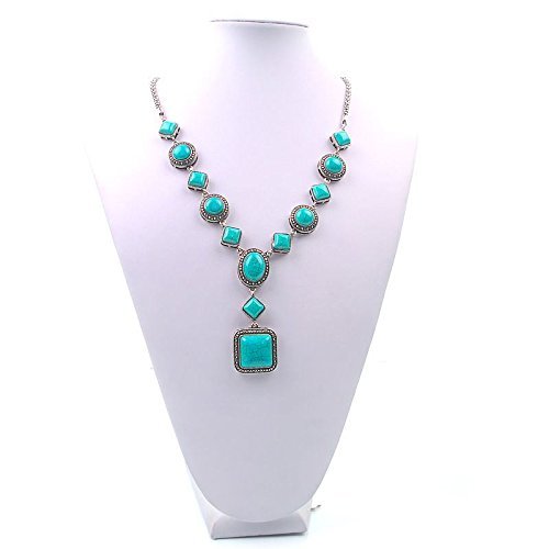 Hot Women Fashion Bib Long Chain Pendant Turquoise Vintage Statement Necklace N3