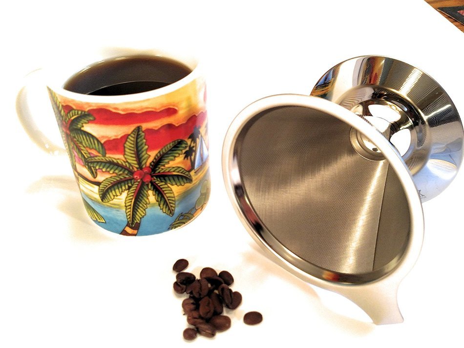 Pour Over Coffee Cone by Silly Fox. The Permanent Reusable Paperless Coffee Filter. Made of Double Mesh Stainless...