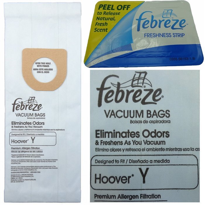 10 Allergy Filtration Hoover Type Y Scented Replacement Vacuum Bags To Fit Hoover WindTunnel and Tempo Uprights... N4