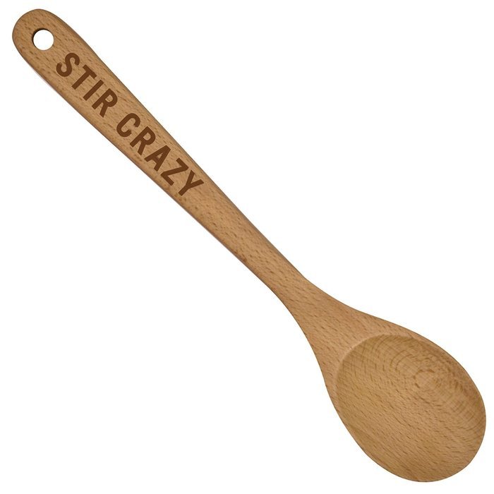 Talisman Designs Beechwood Mixing Spoon, Laser Etched with Honey Bee Art, 12" Long