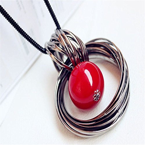 2015 Fashion Red tassel Long Sweater Chain Pendant Necklace Jewelry N4
