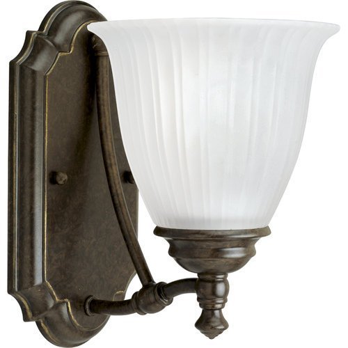 Progress Lighting P3016-77 1-Light Wall Bracket with Etched Glass, Forged Bronze by Progress Lighting