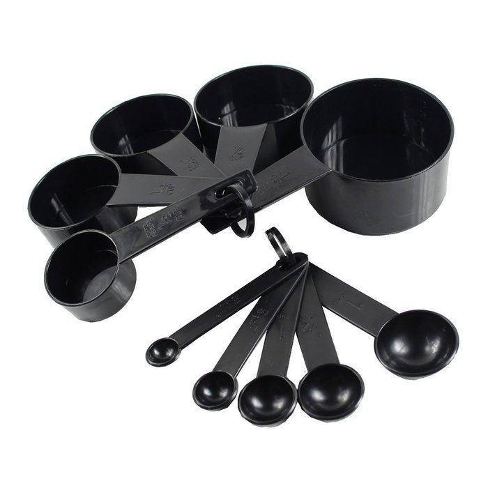 10pcs Black Plastic Measuring Spoons Cups Measuring Set Tools for ...