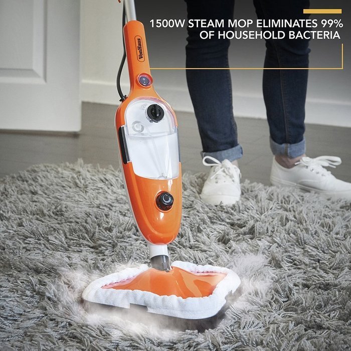 VonHaus 10 in 1 Upright and Handheld Steam Mop Cleaner with 2 Microfiber Pads and Multiple Attachments N8