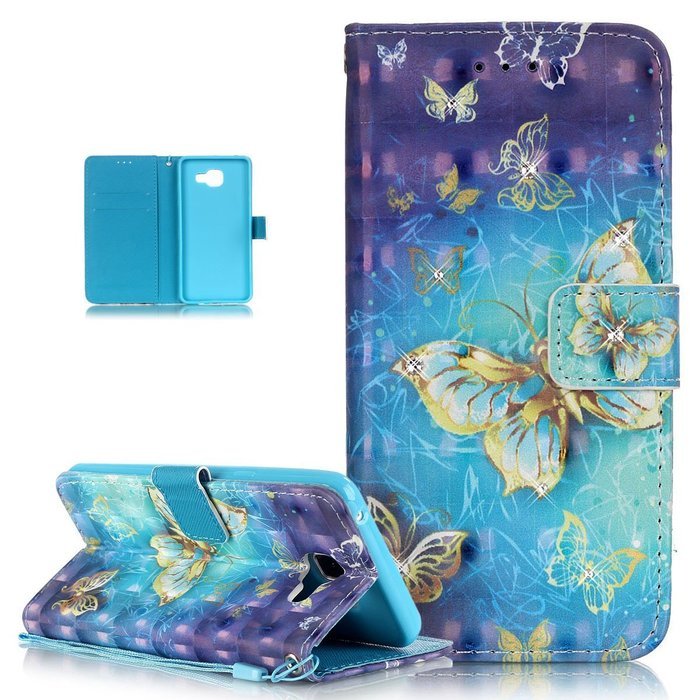 Galaxy A5 2016 Case,ikasus Shiny Glitter Diamond Colorful Art Painting PU Leather Flip Wallet Pouch Stand Credit... N9