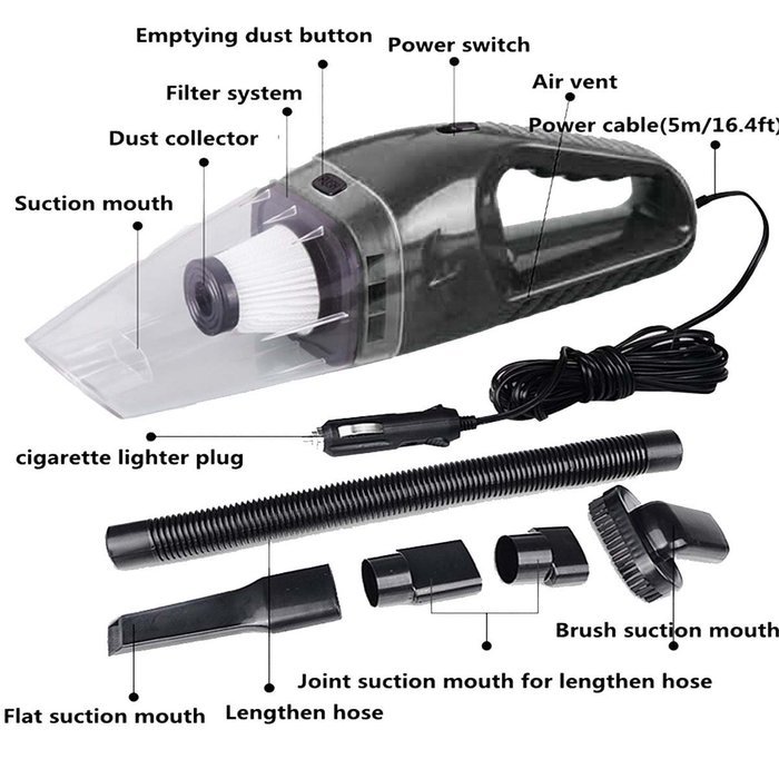 Car Vacuum Cleaner 120W,NUWA 12V Portable Mini Wet/Dry Auto Vacuum Dust Buster Handheld Cleaner with 16.4FT Power... N11