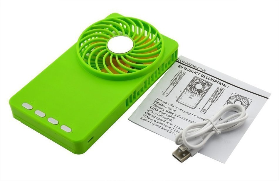 Happy-top&reg; 3 Speeds Portable Mini USB Desktop Fan Rechargeable Emergency Power Bank Ultra-thin Summer Fan Handheld... N19