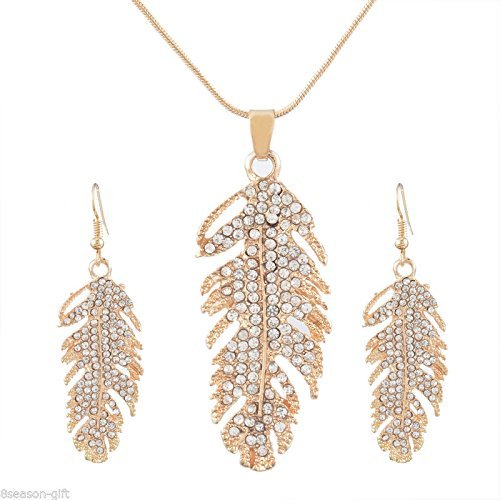 GIFT 1Set NEW Fashion Chic Crystal Earrings Necklace Jewelry 48cm N6