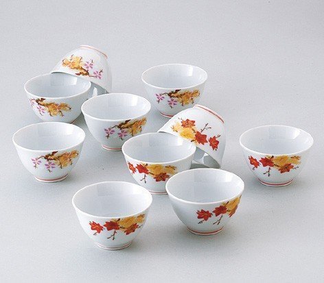 Saikai Pottery 10 sets of Small bowl autmn Leafs pattern 31731 from Japan