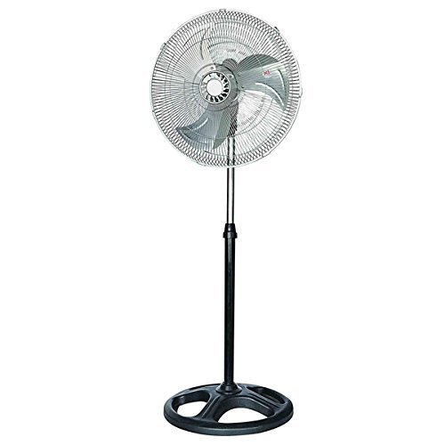 18-Inch Adjustable Height 360 Degree Metal Heavy Duty Portable Oscillating Fan Silvertone
