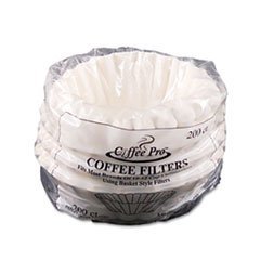 Basket Filters for Drip Coffeemakers, 10 to 12 Cups, White, 200 Filters/Pack