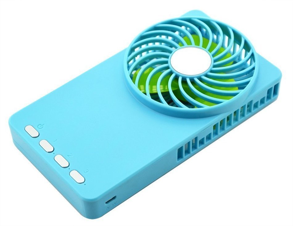 Happy-top&reg; 3 Speeds Portable Mini USB Desktop Fan Rechargeable Emergency Power Bank Ultra-thin Summer Fan Handheld... N23