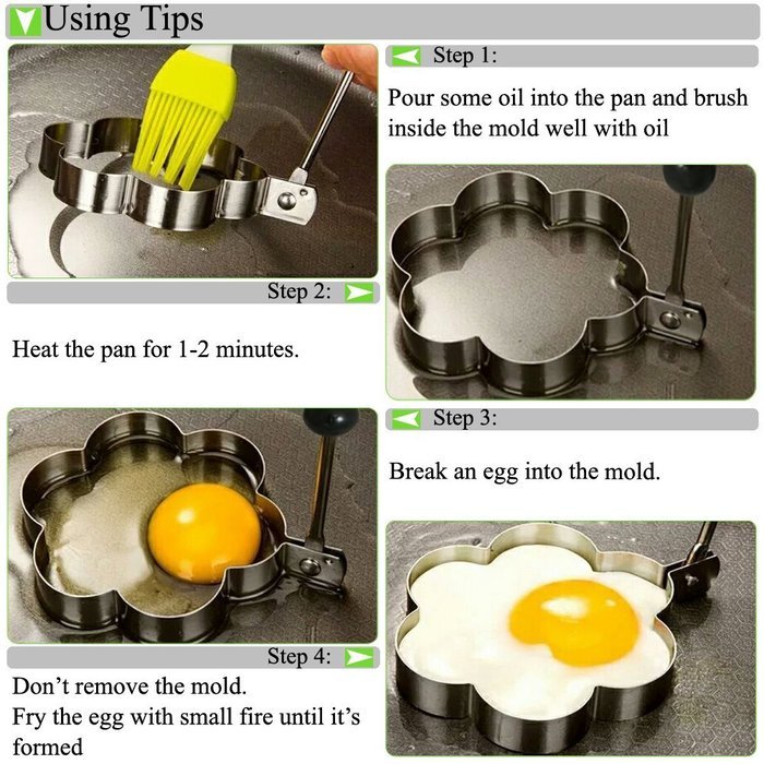 Jason&Aerobic Fried Egg Mold Stainless Steel 5 Patterns Pacakage of 5 N2