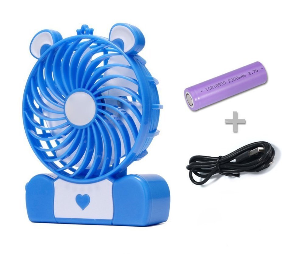 Niceshop Mini 3-Inches Electrical Portable fan Rechargeable Cute Pocket Bear Fan 3 Speeds 18650 Desktop Summer... N4