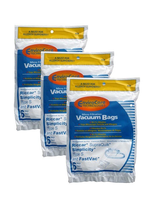 18 Allergen Bags for Riccar, Simplicity Type S, Eureka W, Fast Vac, GE, Compact Canister Hand Held Vacuum Cleaner... N2