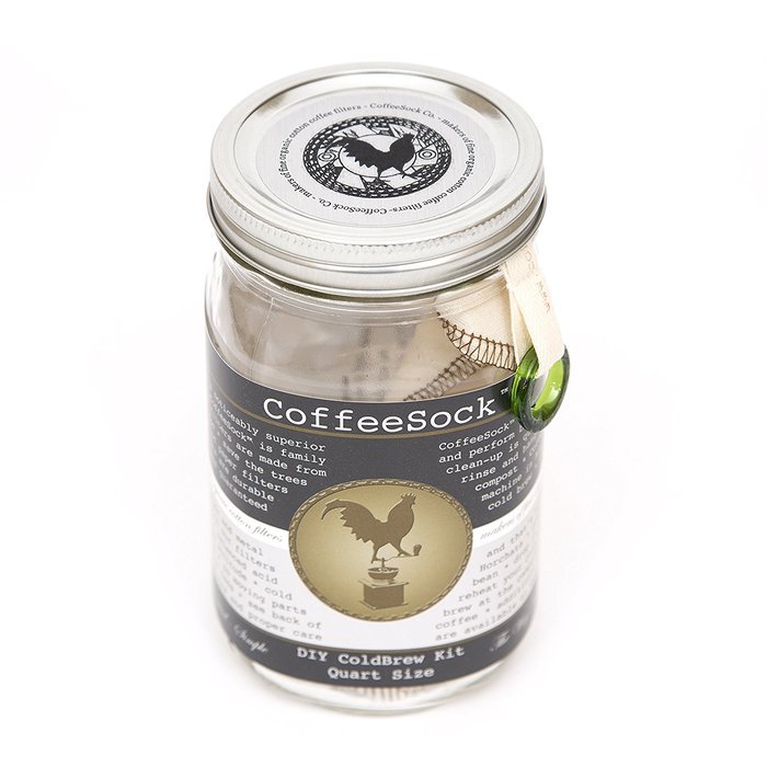 CoffeeSock ColdBrew Kit- Reusable Organic Cotton Filter and Jar (KIT32) N2