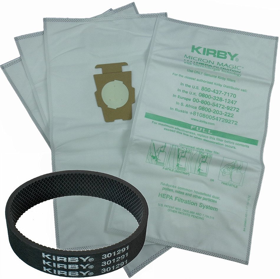 4 Kirby Allergen Micron Magic Universal F Style Turn Style Vacuum Bags & 1 Belt N3