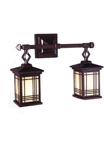 Dale Tiffany 2604/2LMW Avery Lantern Wall Sconce Light, Antique Bronze and Glass/Metal Shade by Dale Tiffany Lamps