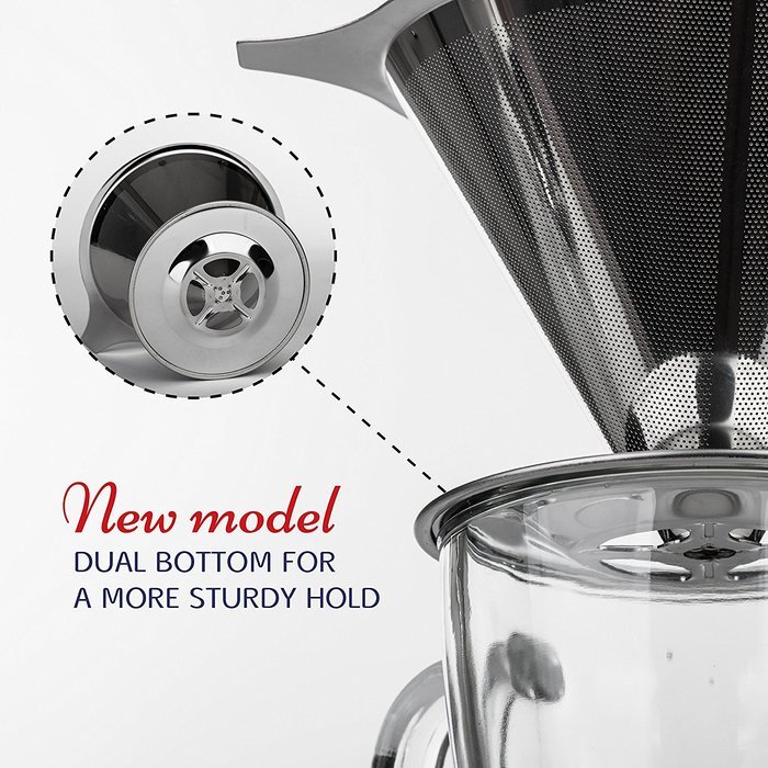 Pour Over Coffee Dripper-4 Cup Capacity-Reusable Paperless Permanent-Laser Cut Dual Mesh Filter-Dishwasher Safe...