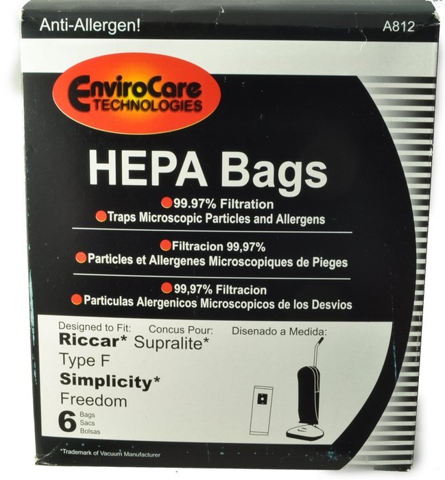 Simplicity Freedom Riccar Supralite Type F Vacuum Cleaner Bags, 6-Piece Pack