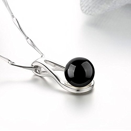 New 925 Silver Black Onyx Pendant Necklace Girls Fashion Jewelry N4