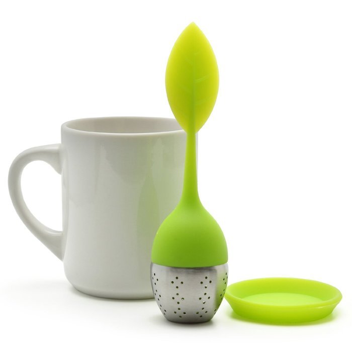 Red Silicone Tea Infuser Leaf Handle with Steel Ball N2