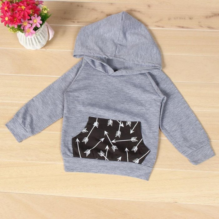 Clothes Set ,BeautyVan Newborn Baby Arrows Print Girl Boy Hooded Tops +Long Pants Outfits Set Clothes (12M, Gray) N4