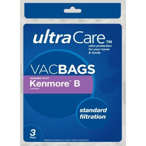 3 Genuine Kenmore Type B 850023 Ultracare Standard Filtration Vacuum Bags, 3pk