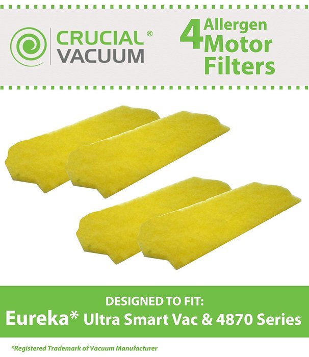 4 Eureka Ultra Smart Vac The Boss Vacuum Motor Filters, Compare to Part # 70082, Fits Eureka 4870 models, Designed...