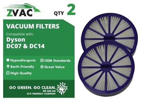2 Dyson DC07, DC14 Purple Post-Motor HEPA Filter; Replaces Dyson DC-07, DC-14 Vacuum Part # 901420-02 By Zvac N3