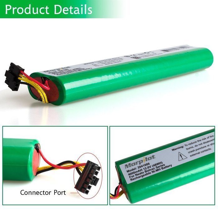 Morpilot 12V 4000mAh Extended NiMh Battery Pack for Neato Botvac Series and Botvac D Series Robots, Botvac 70e... N3