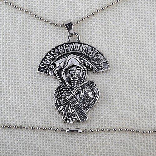 Men's Jewelry Gifts Silver Charm Sons Of Anarchy Retro Skull Pendant Necklace N4