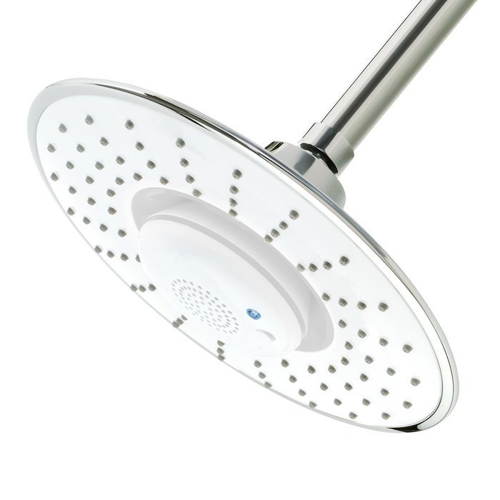 WAYCOM&reg; 2.5 GPM Wide Drenching Rain Shower Head with Waterproof Music Jet Wireless Bluetooth Speaker / 8.5" Diam...
