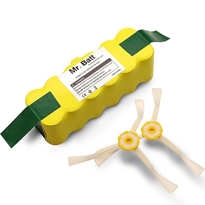 Mr.Batt 3500mAh Replacement Battery with 2 Packs Side Brush for iRobot Roomba Vacuum Cleaning Robots N4