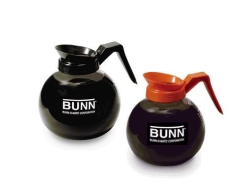 BUNN Coffee Pot Decanter / Carafe - Set of 2 - 1 Black Regular + 1 Orange Decaf - 12 Cup Capacity