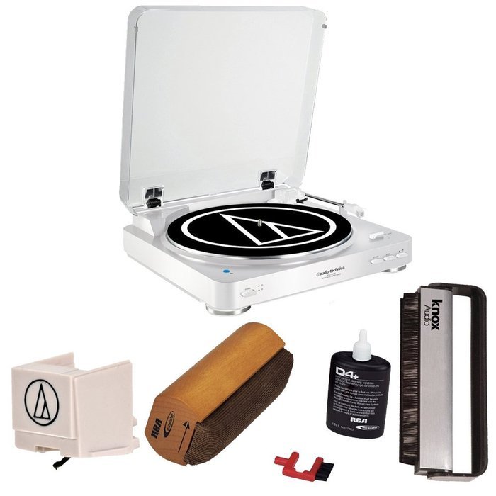 Audio Technica AT-LP60WH-BT Automatic Bluetooth Turntable (White) w/ Knox Carbon Fiber Vinyl Brush, Additional...