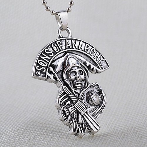 Men's Jewelry Gifts Silver Charm Sons Of Anarchy Retro Skull Pendant Necklace N5