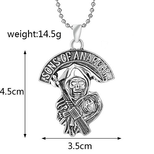 Men's Jewelry Gifts Silver Charm Sons Of Anarchy Retro Skull Pendant Necklace N6